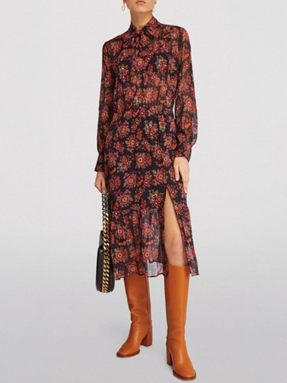 PAIGE Koralina Silk Floral Midi Dress Size M